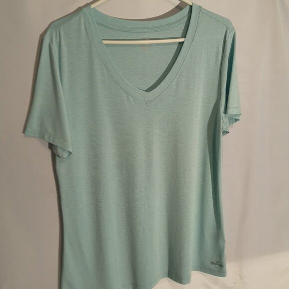 Spalding Ladies Size Large Light Green Short Sleeves V-neck Athletic Top - Picture 1 of 5